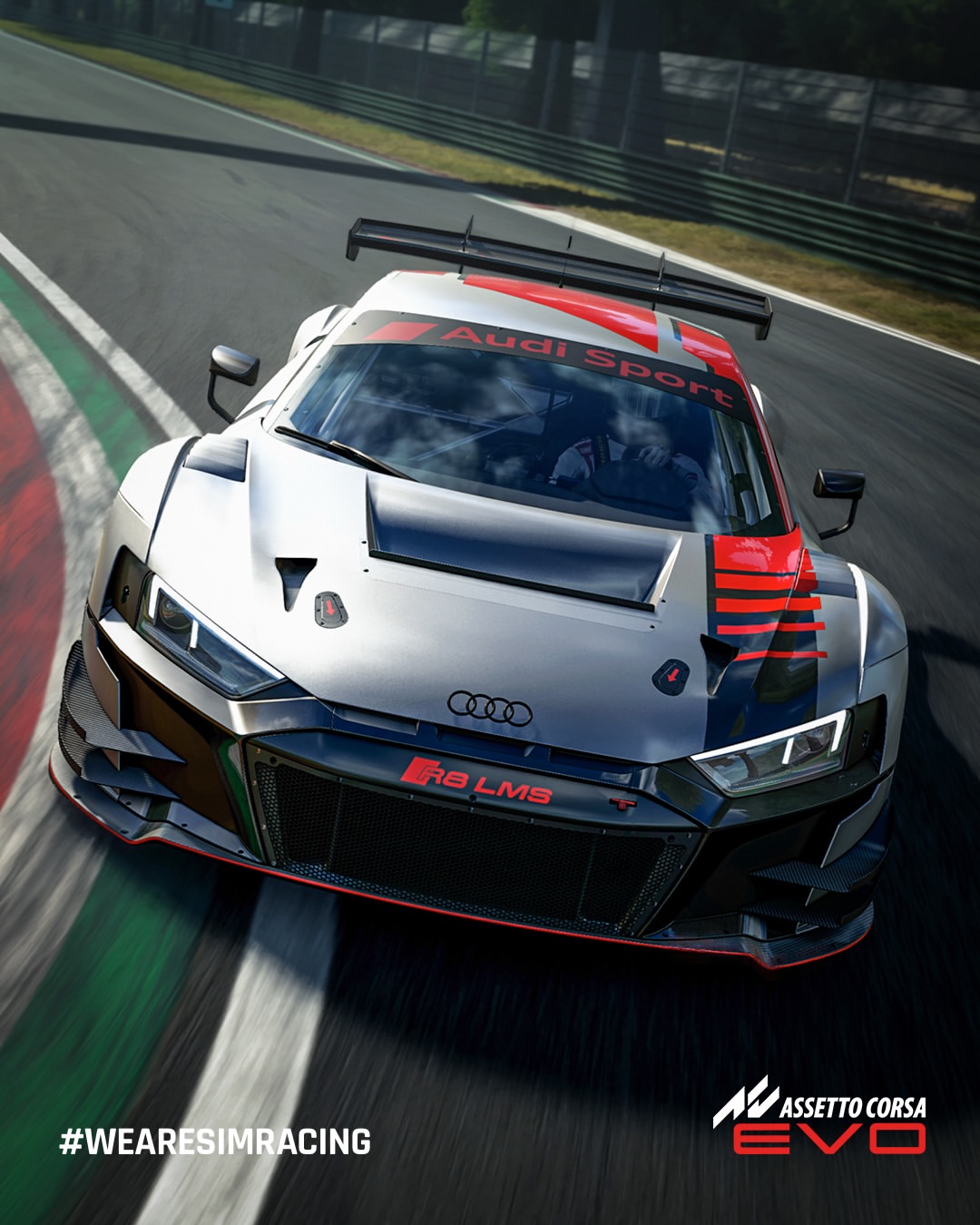 Assetto Corsa Competizione key art: Audi R8 LMS GT3 on track