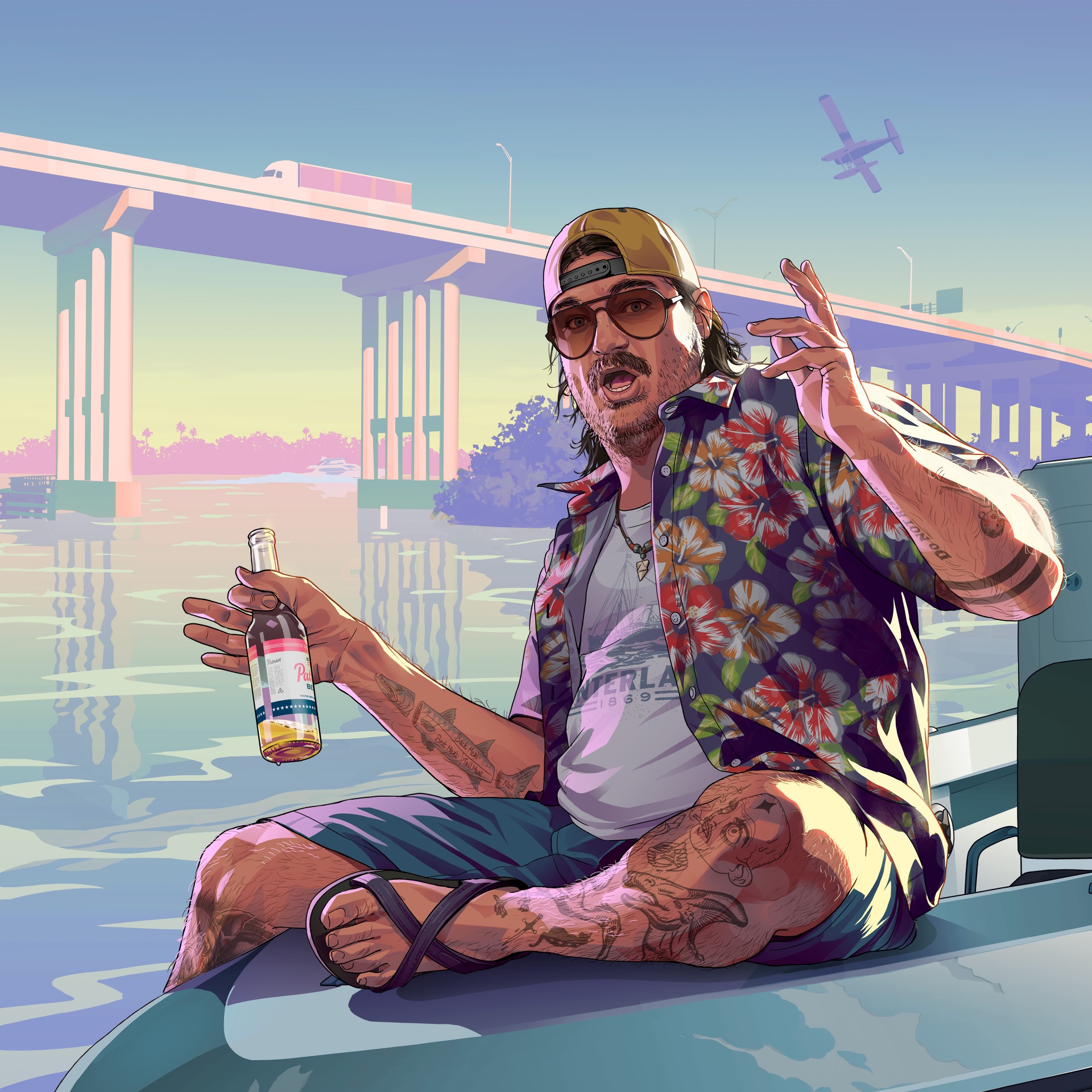 GTA VI-style artwork: a jet ski run across the bay