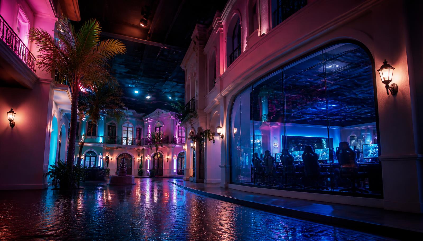 Concept render of the themed indoor street inside the IMMERSE Arena