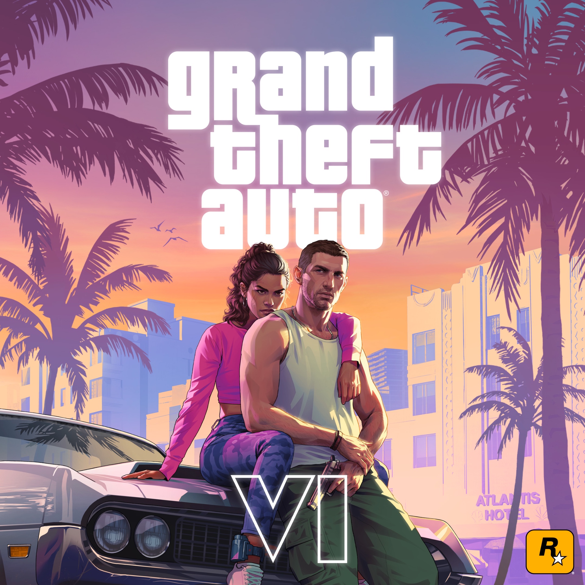 Grand Theft Auto VI key art: Lucia and Jason in Vice City